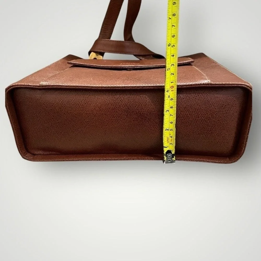 Lladro‎ Leather Structured Bag Womens Medium Brown Vintage Y2K Satchel Crossbody